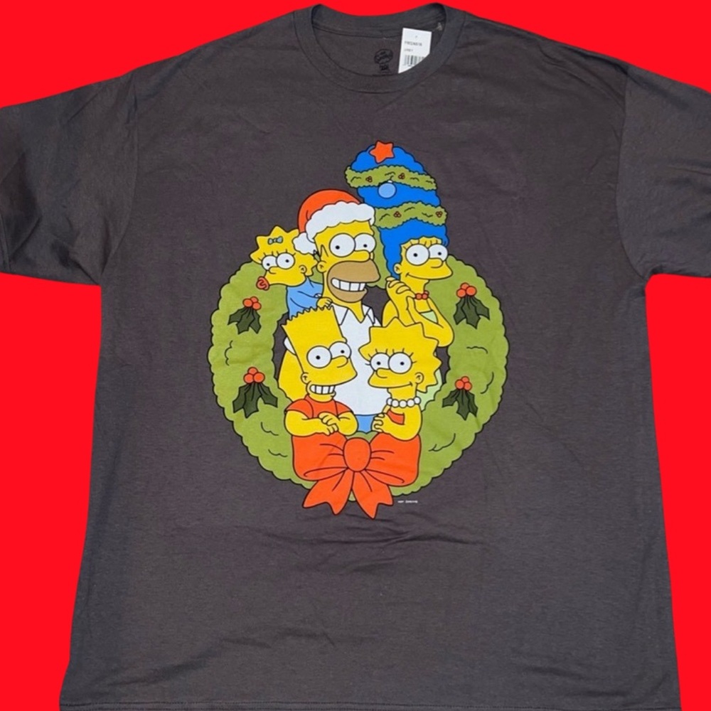 The Simpsons Men’s Christmas Wreath Holiday T-Shirt Top